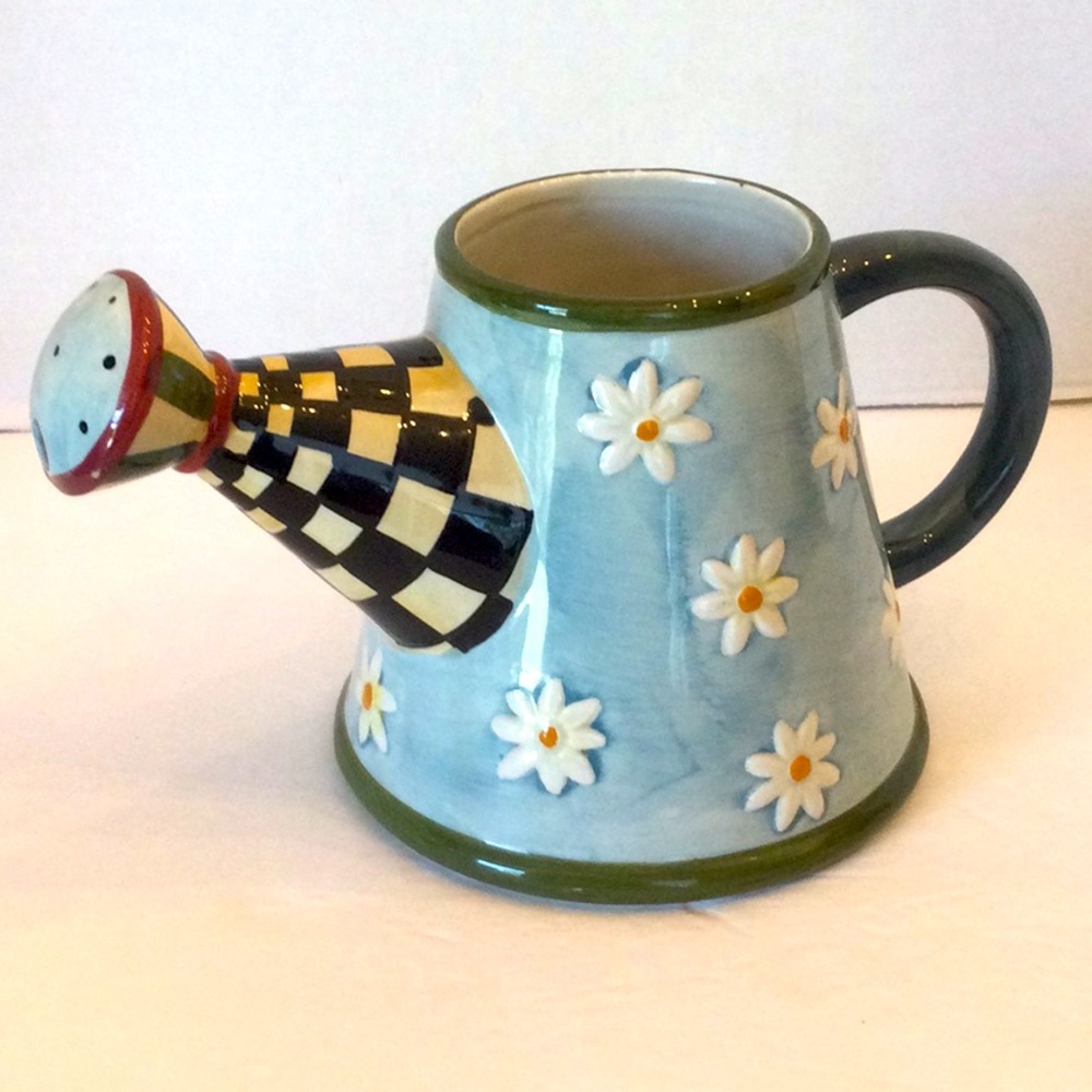 Vintage Sakura ceramic floral watering pail